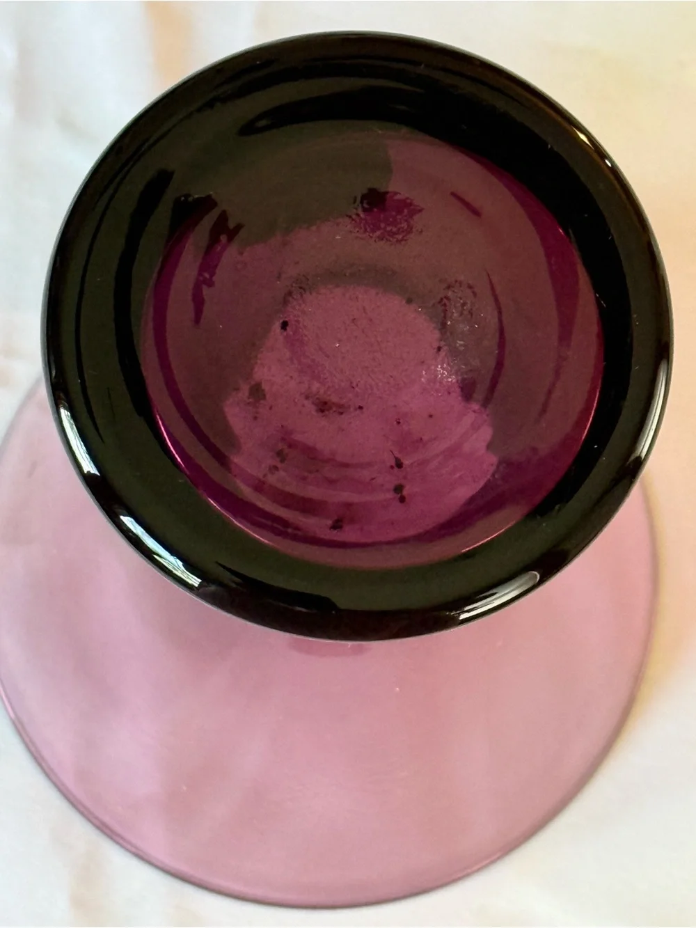 MCM Morgantown Glass Amethyst Brandy/Slant Glass With Original Labels.